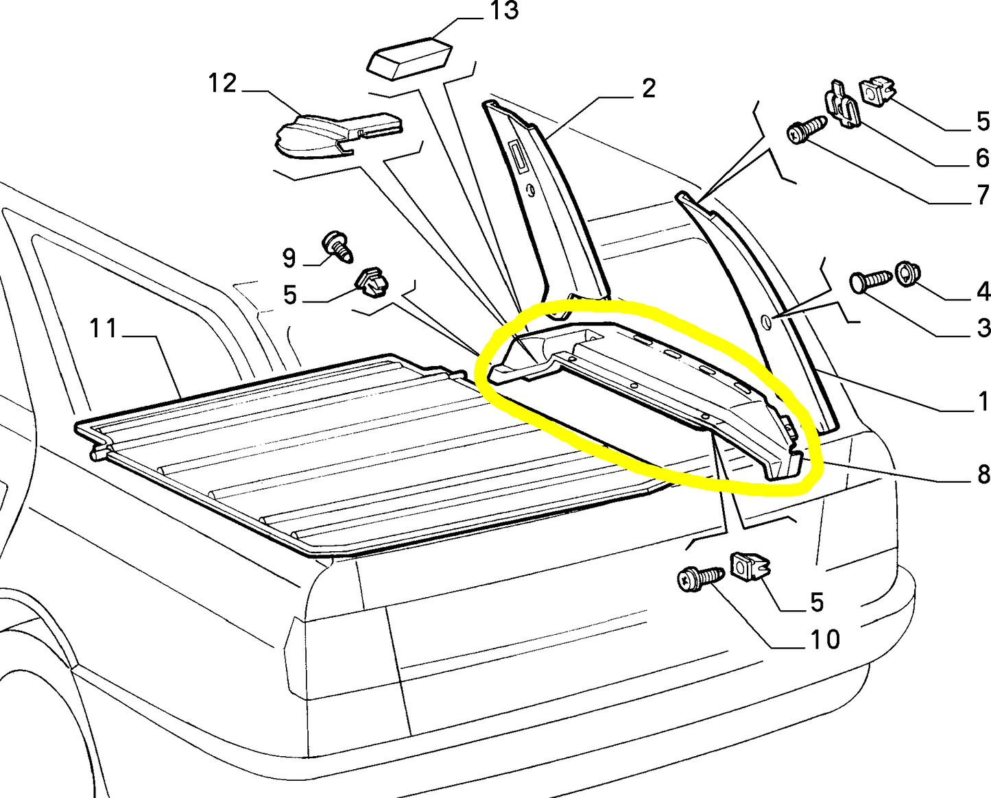 Lancia Dedra SW Baggage Compartment Curtain Left Reinforcement New Original 175917080