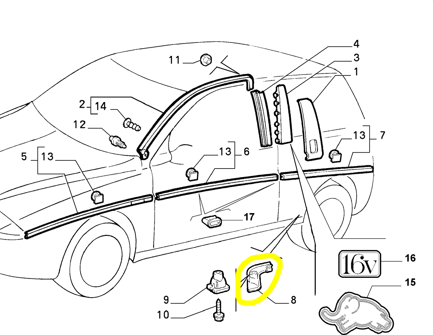 Lanci Y Fiat Punto Rear Right Wheel Panel Protection New Original 77306094