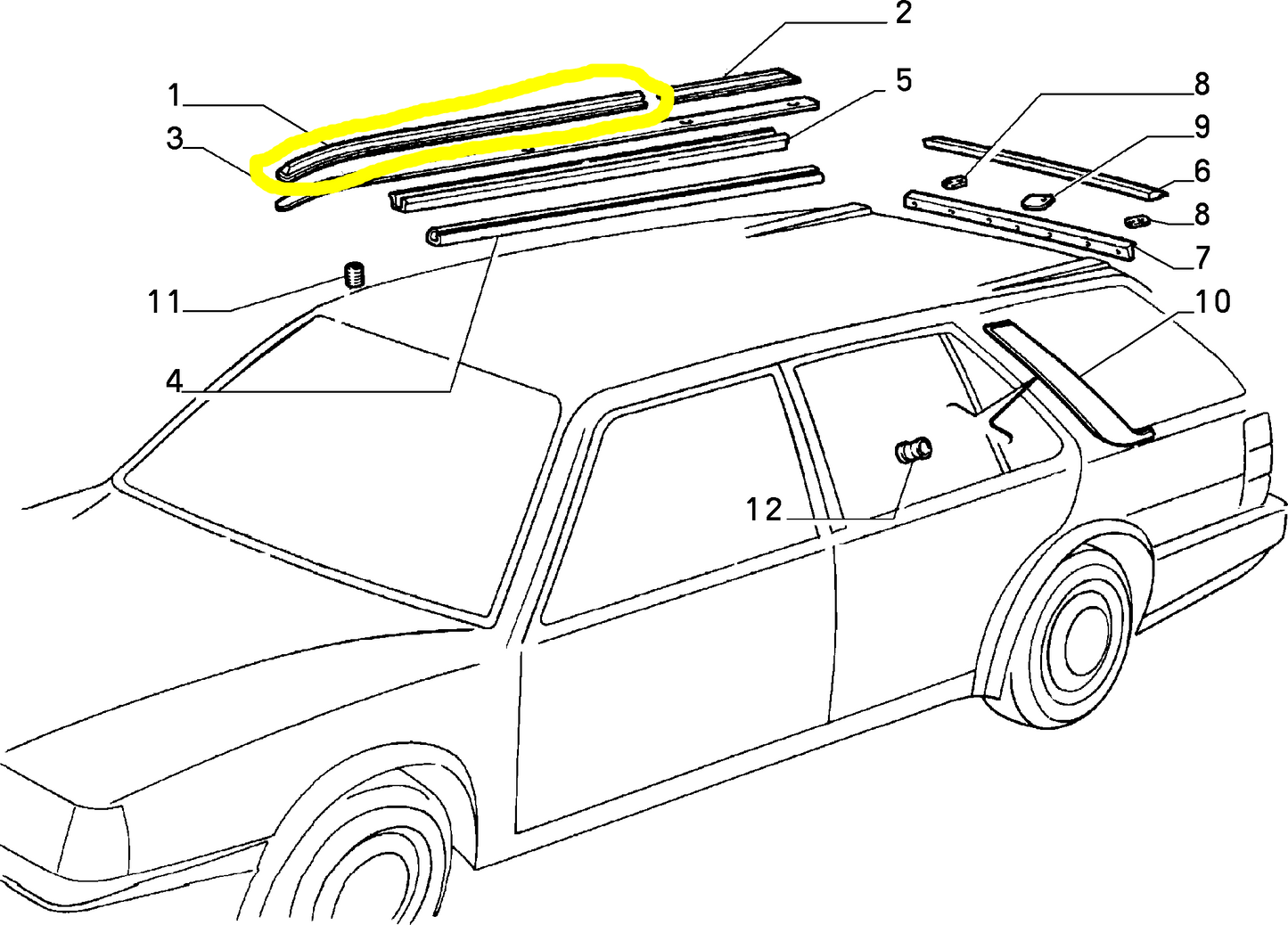 Lancia Thema External Roof Molding New Original Spare Part Code 82429711