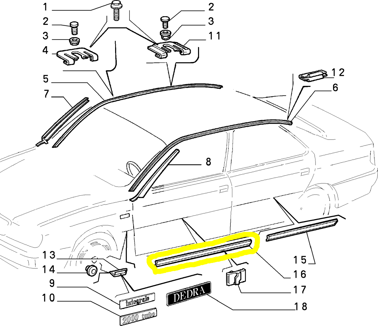 Lancia Dedra Front Right Door Moulding New Original 82444102