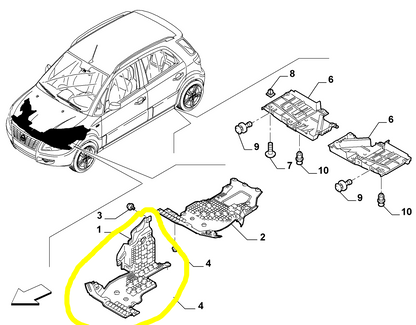 Fiat Sedici 2000 JTD 16V Engine Compartment Protection New Original 71750417