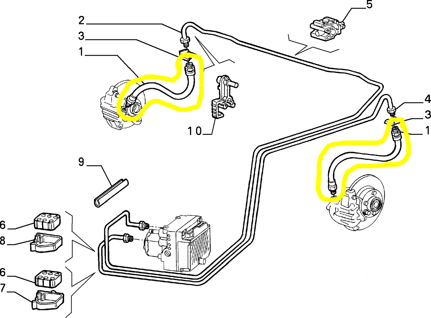 Lancia K Front Brake Caliper Hose New Original 82483020