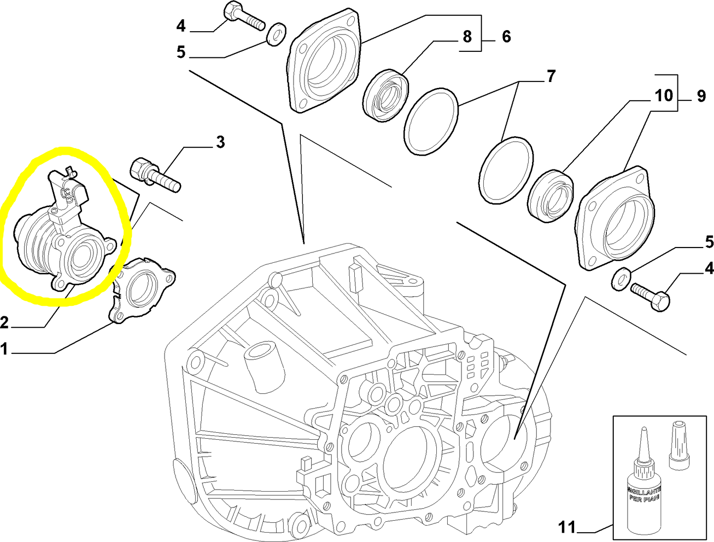 Lancia Thesis Delta e Musa Manicotto Disinnesto Frizione Nuovo Originale 55184437 55180328