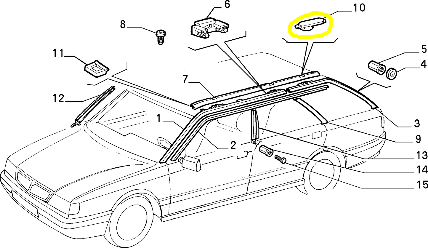 Lancia Dedra SW Roof Right Plug New Original 7794086