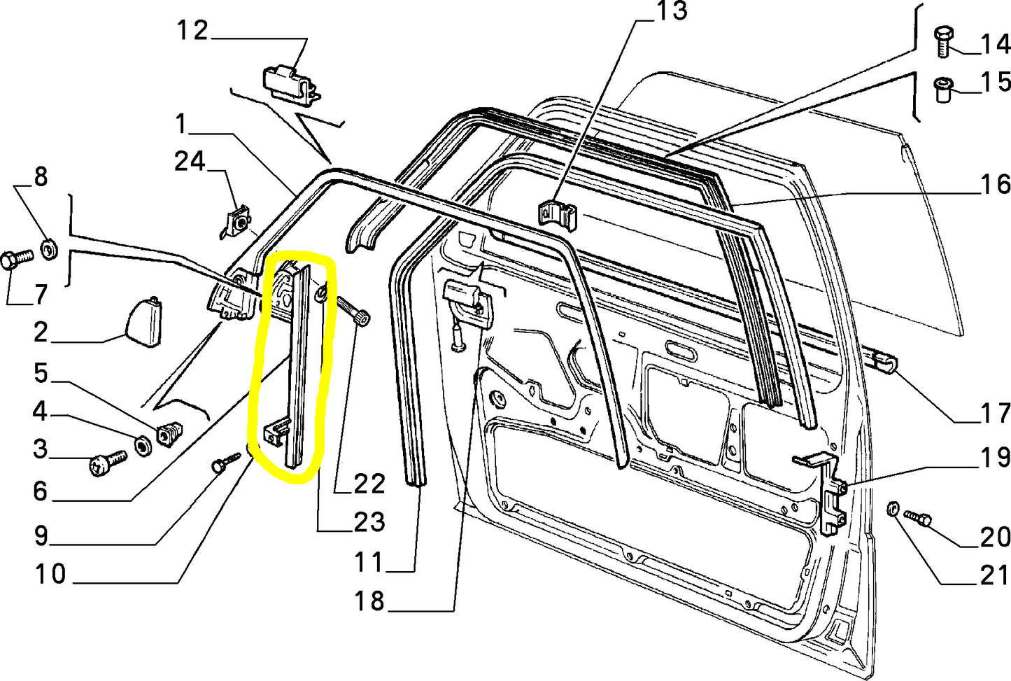 Lancia Thema Fiat Croma Canalino Interno Porta Portiera Sportello Anteriore Destro 82407253 7791592