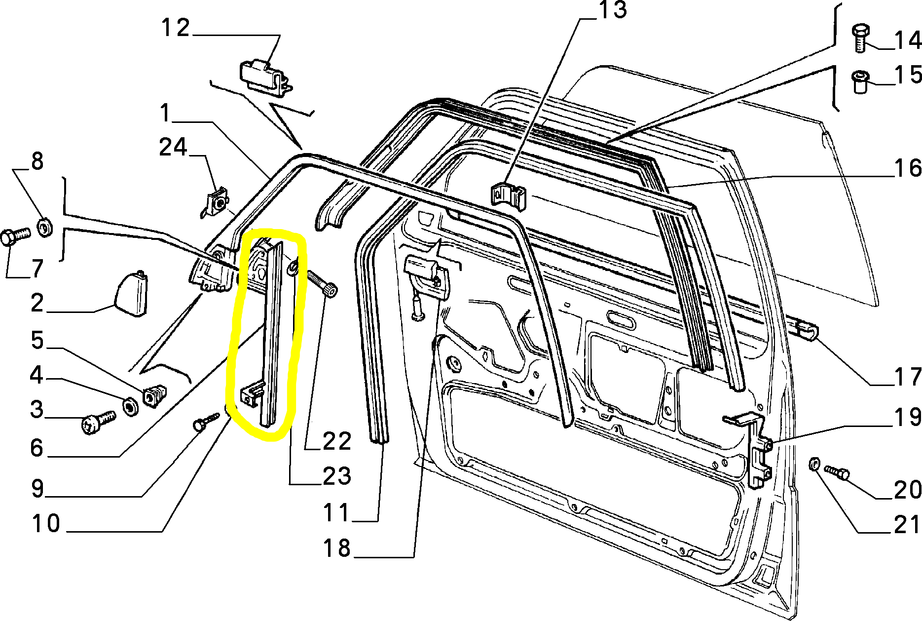 Lancia Thema Fiat Croma Canalino Interno Porta Portiera Sportello Anteriore Destro 82407253 7791592 - Raggi's Automobilia e Ricambi Auto