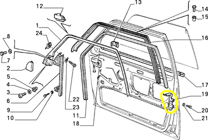 Lancia Thema Fiat Croma Canalino Interno Vetro Anteriore Destro Nuovo Originale 82433244 82394886