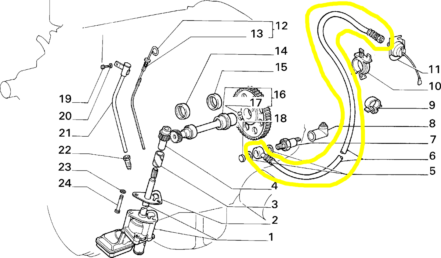 Autobianchi Y10 Turbo Fiat Panda Diesel Lubrication Hose New Original 7553598