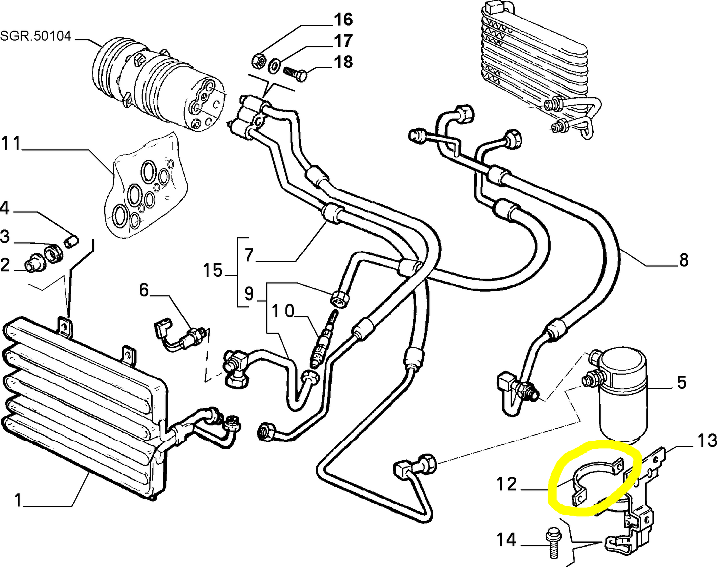 Lancia Delta and Dedra Air Conditioning Filter Bracket New Original 7673075 7603135