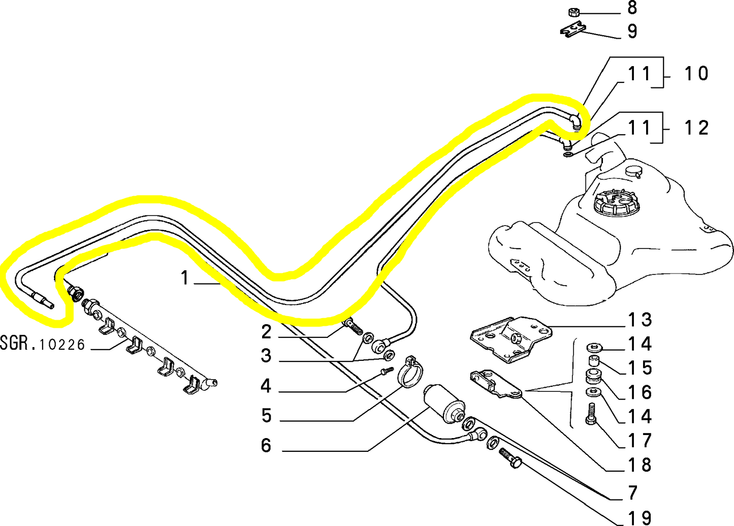 Lancia Dedra Integrale Fuel Tank Hose New Original 7729299 7726905