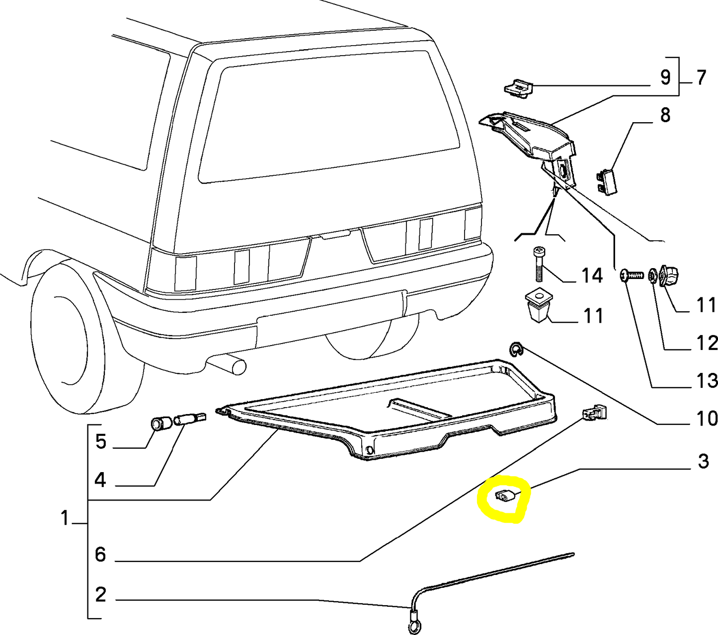 Autobianchi Y10 Tassello Elastico Cappelliera Nuovo Originale 7771663 7739455