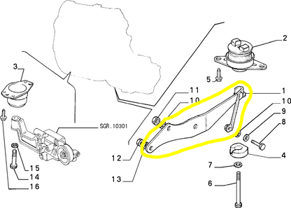 Lancia Delta and Dedra Engine Suspension Bracket New Original 7658673 7647782