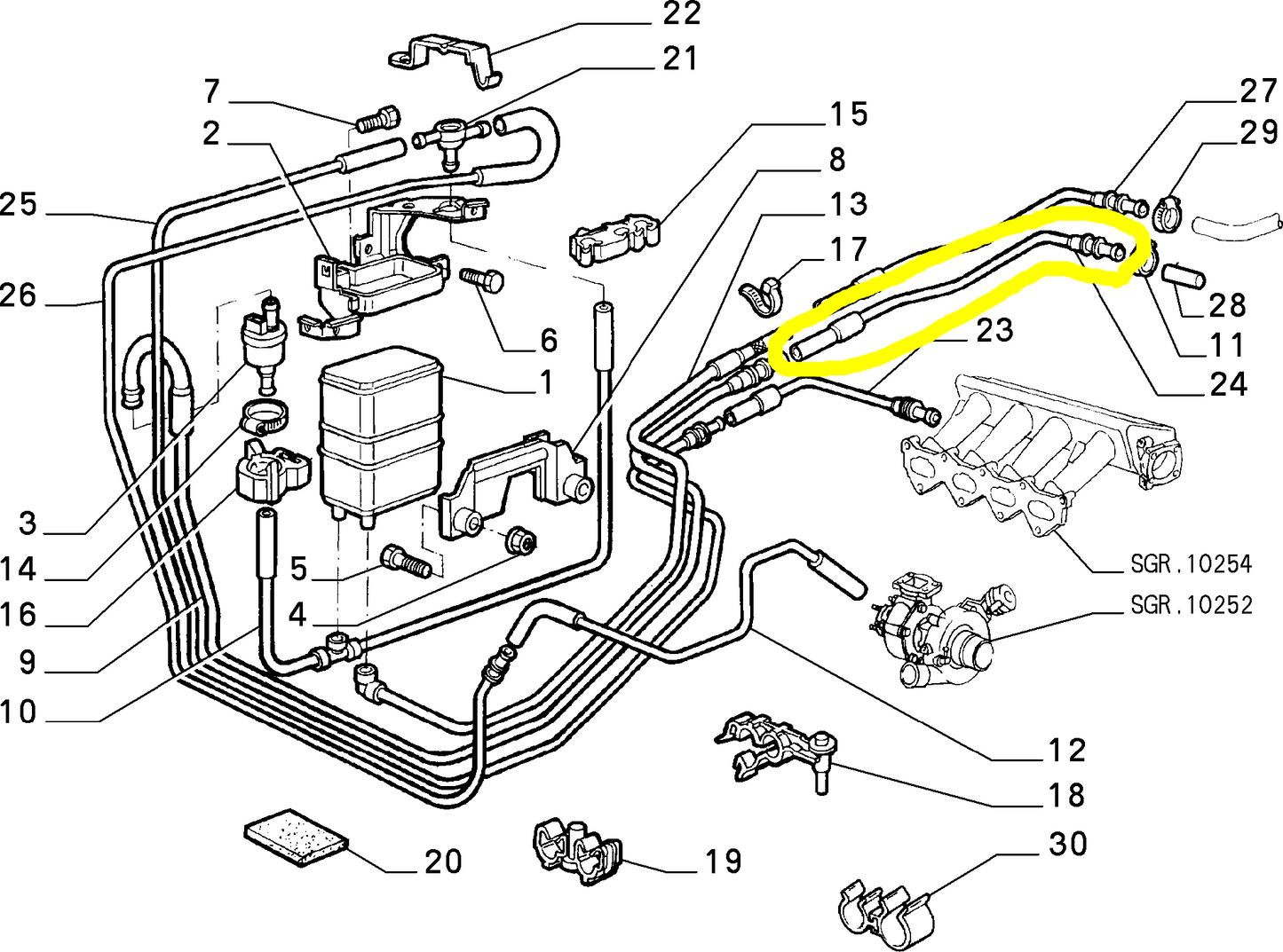 Lancia K 2000 IE TB 16V Fuel System Hose New Original 46411264