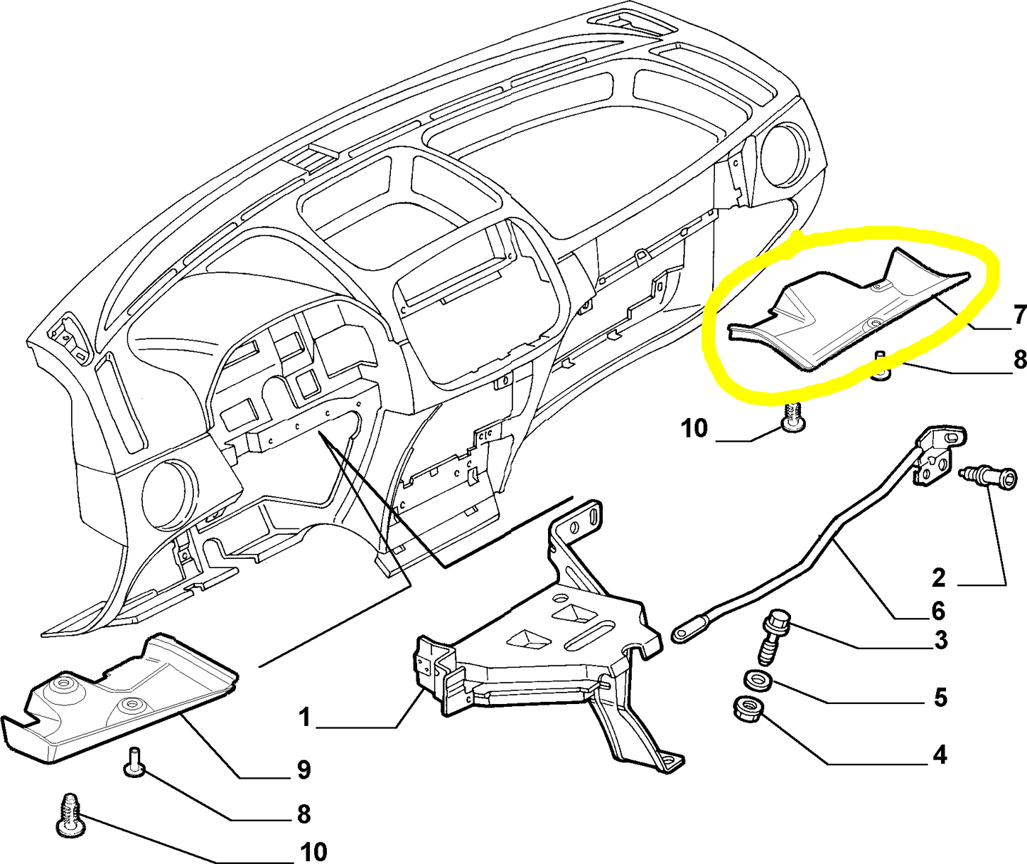 Fiat Punto Glove Box Protection New Original 46755150 46799865