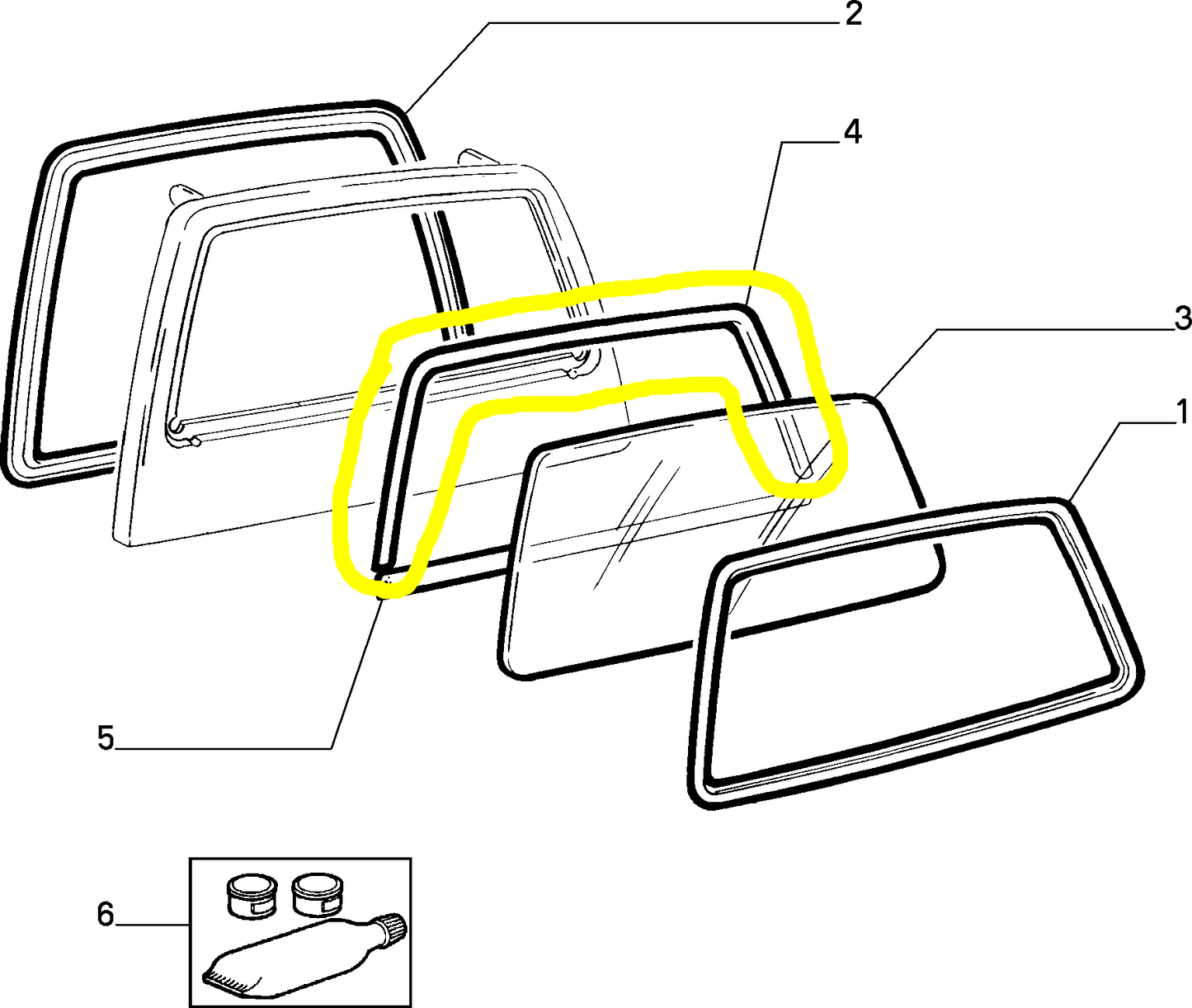 Autobianchi Y10 Back Window Chanel New Original 7642915 7587359