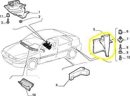 Lancia Delta 3P Right Rear Fender Protection New Original 7784104