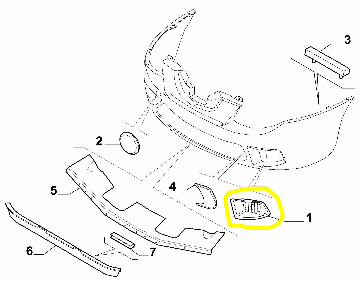 Lancia Ypsilon Front Bumper Right Plug New Original 735431086 735454997