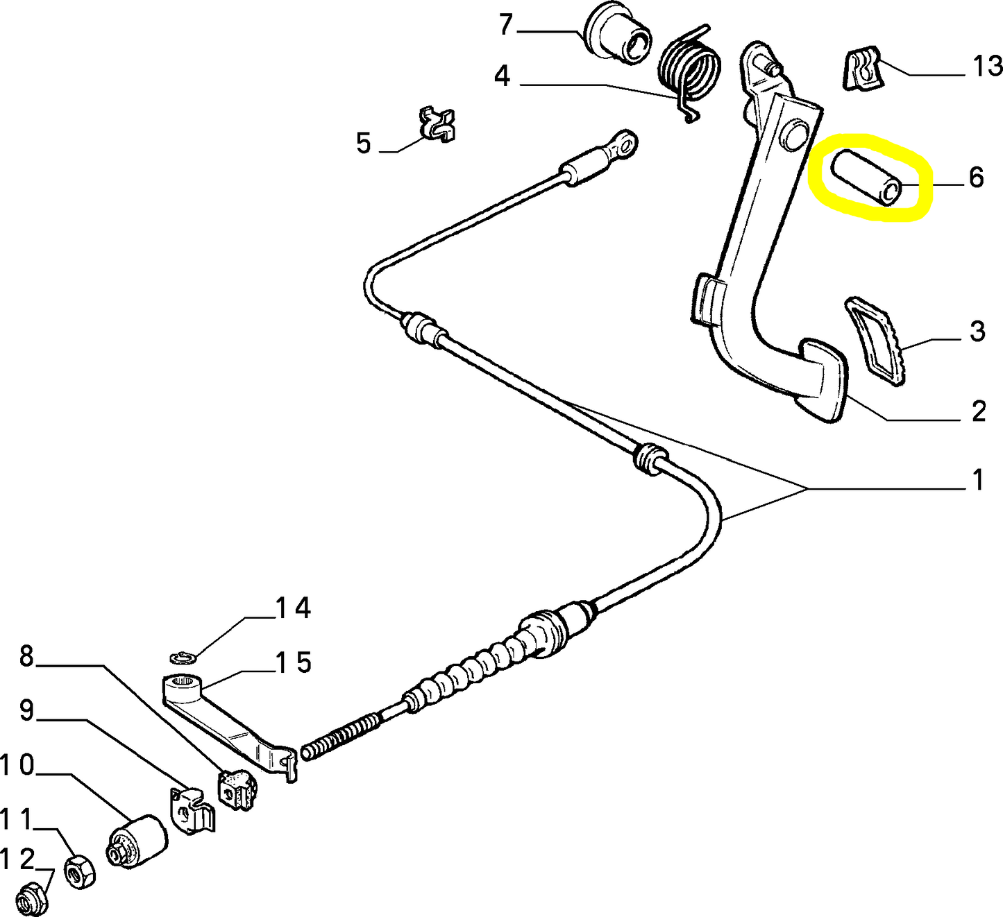 Lancia Delta and Dedra Clutch Pedal Spacer New Original 7705905