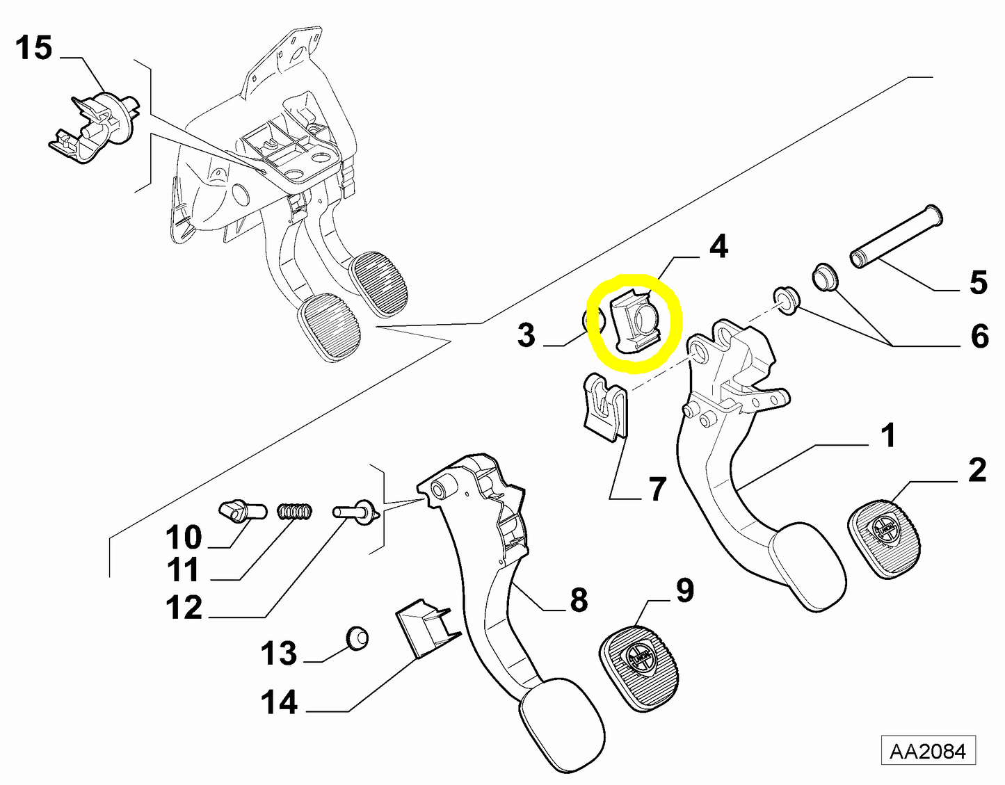 Lancia Musa e Ypsilon Tassello Pedale Freno Nuovo Originale 46755873