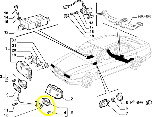 Lancia K Right Fog Light New Original 716080099 46437711