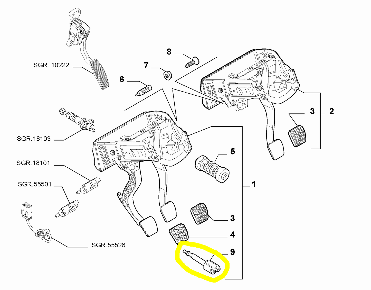 Fiat Croma Asta Comano Pedale Freno Nuova Originale 71754639