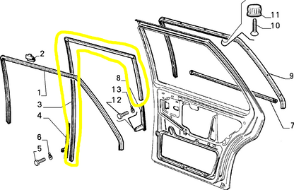 Lancia Thema Fiat Croma Rear Left Door Rubber Weather Strip New Original 82405242