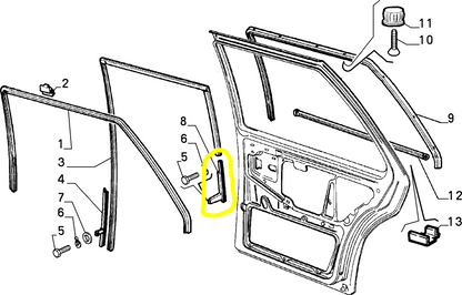 Lancia Thema Fiat Croma Canalino Vetro Posteriore Destro Nuovo Originale 82433246 82407426