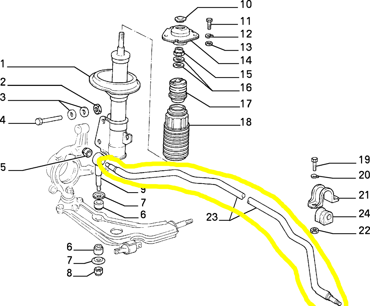 Lancia Thema Barra Torsione Stabilizzatrice Anteriore Nuova Originale 82407533