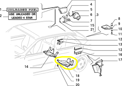 Lancia Dedra Fiat Tempra and Tipo Rear Left Protection New Original 7615105