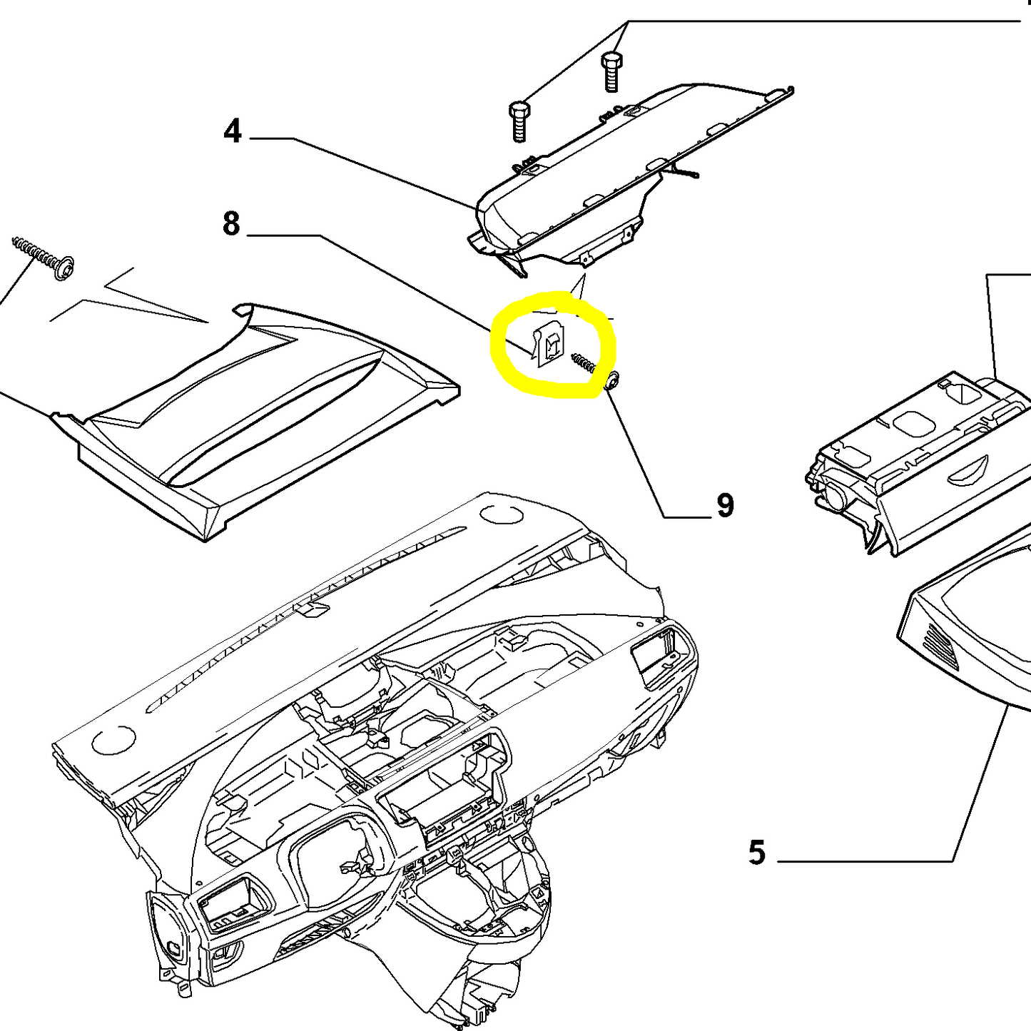 Lancia Phedra e Fiat Ulysse Dado Vite Mostrina Superiore Cruscotto Nuovo Originale 9729951780