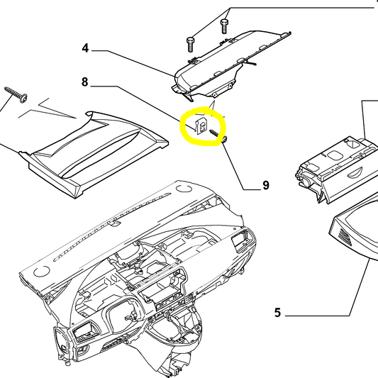 Lancia Phedra e Fiat Ulysse Dado Vite Mostrina Superiore Cruscotto Nuovo Originale 9729951780