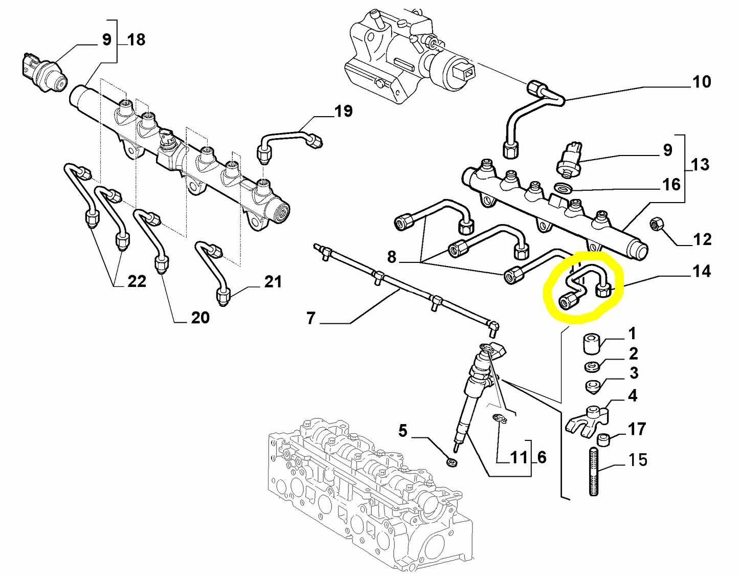 Lancia Lybra e Musa 1900 JTD Tubazione Rigida Impianto Alimentazione Nuova Originale 46781115 60814764