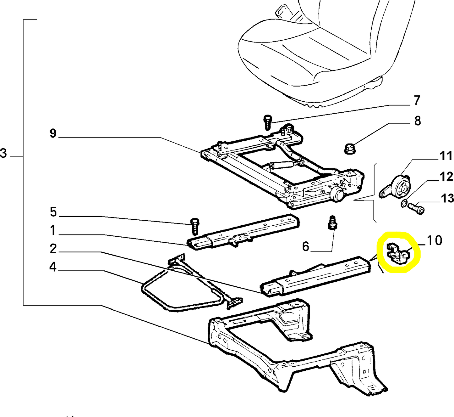 Lancia Delta Lybra and Y Front Seat Guide Pad New Original 46994818 46994299