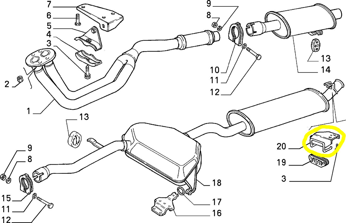 Lancia Dedra Exhaust Pipe Bracket New Original 46410866 76718025