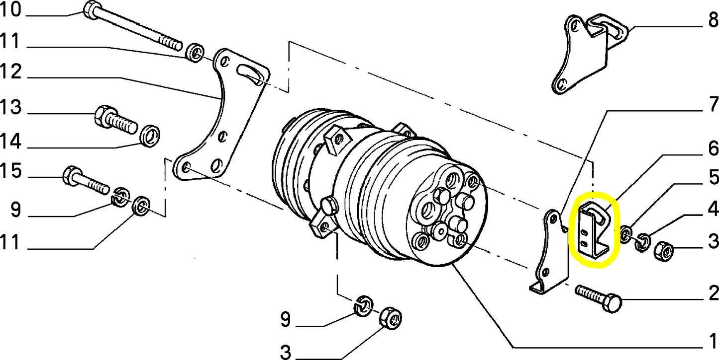 Lancia Delta and Dedra Air Conditioning Compressor Bracket New Original 7681448 7621873