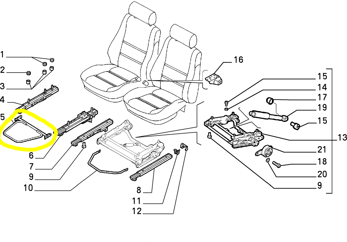 Lancia Delta Dedra and Y Passenger Seat Position Adjustment Lever New Original 46997279