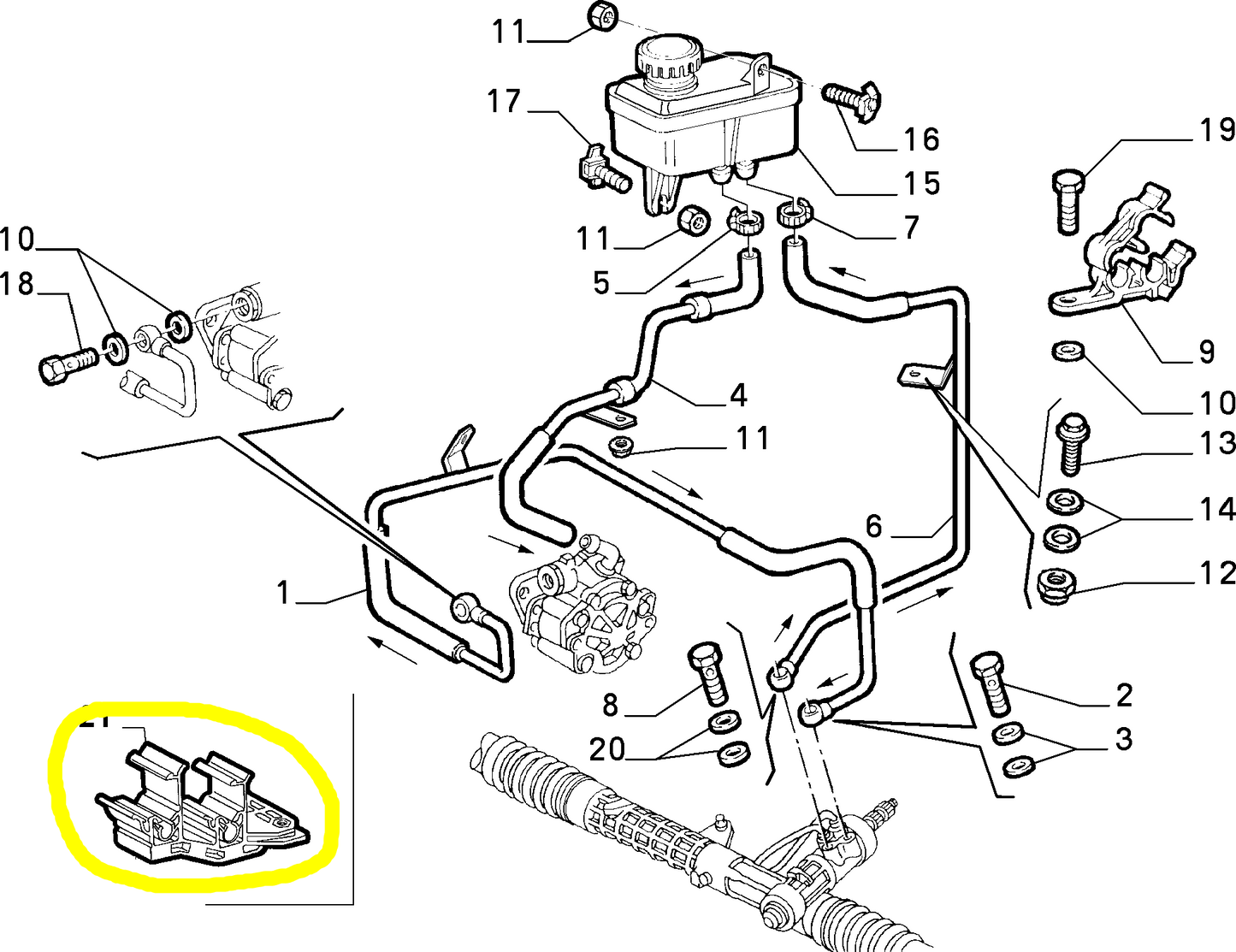 Lancia Y Power Steering Piping Clip New Original 46804955