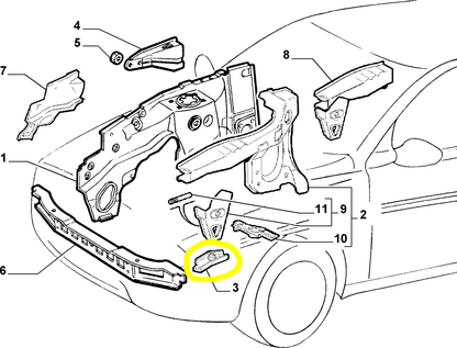 Lancia Y e Ypsilon Piastrina Sinistra Traversa Anteriore Nuova Originale 7733241