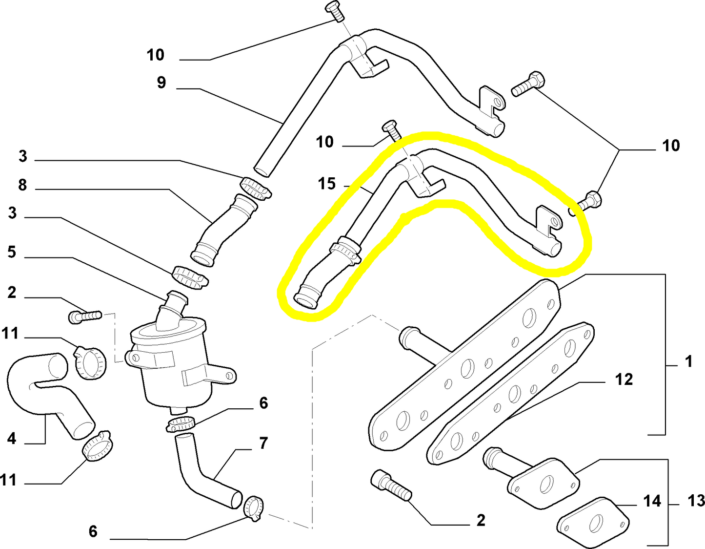 Lancia Musa e Ypsilon MJTD Tubazione Rigida Separatore Olio Nuova Originale 51797376 55187695