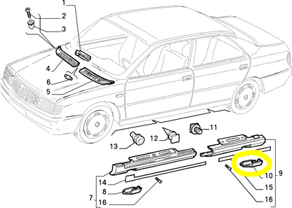 Lancia Delta Dedra Integrale Rear Left External Moulding Plug New Original 82477270 82462147