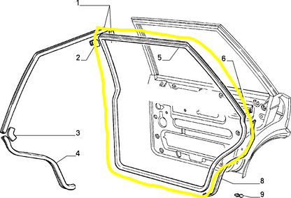 Lancia Delta Integrale Evoluzione Guarnizione Tenuta Porta Portiera Sportello Posteriore Sinistro 82412660