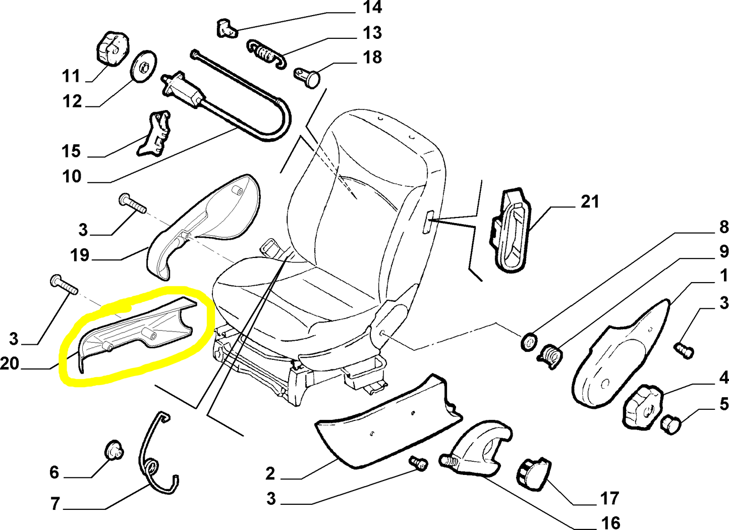 Lancia Y Rivestimento Destro Sedile Conducente Guidatore Nuovo Originale 120585635