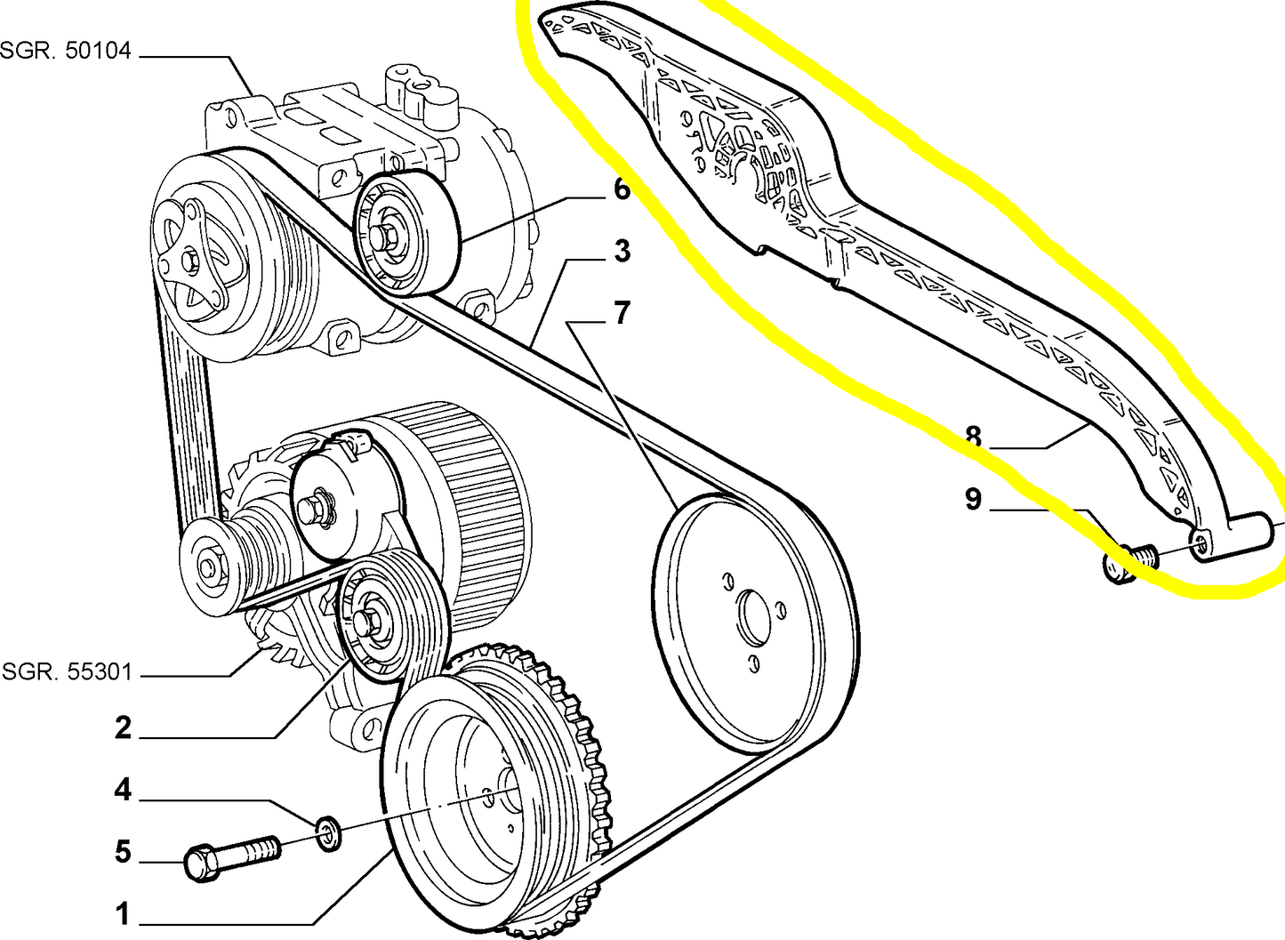 Lancia Y Riparo Cinghia Aria Condizionata Nuovo Originale 46779165 73502731