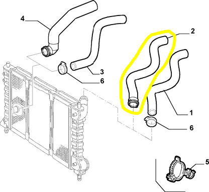 Lancia Lybra 1900 JTD Manicotto Flessibile Radiatore Nuovo Originale 46544795