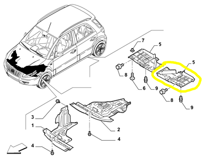 Fiat Sedici Rear Left Frame Protection New Original 71750420