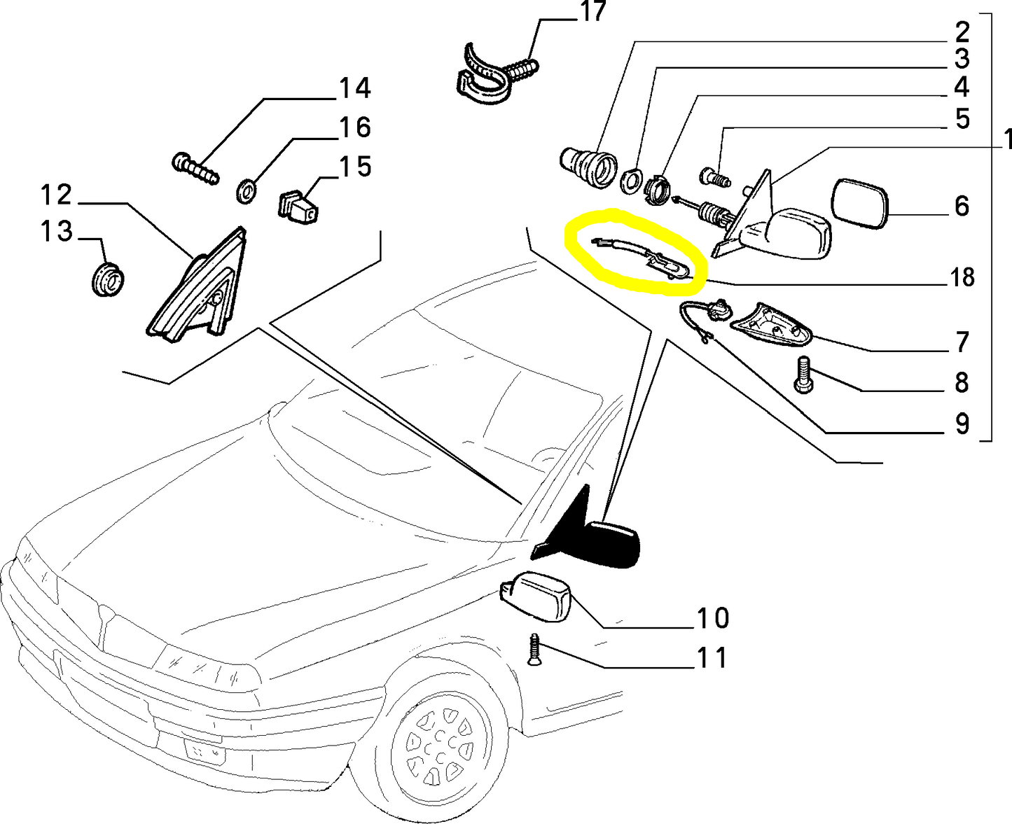 Lancia Delta and Dedra Rearview Mirror Air Conditioning Sensor New Original 71712432