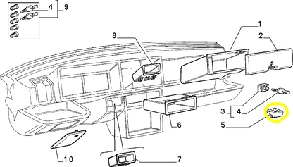 Lancia Delta Integrale Evoluzione R86 Pulsante Sportello Vano Portaoggetti Nuovo Originale 176306080