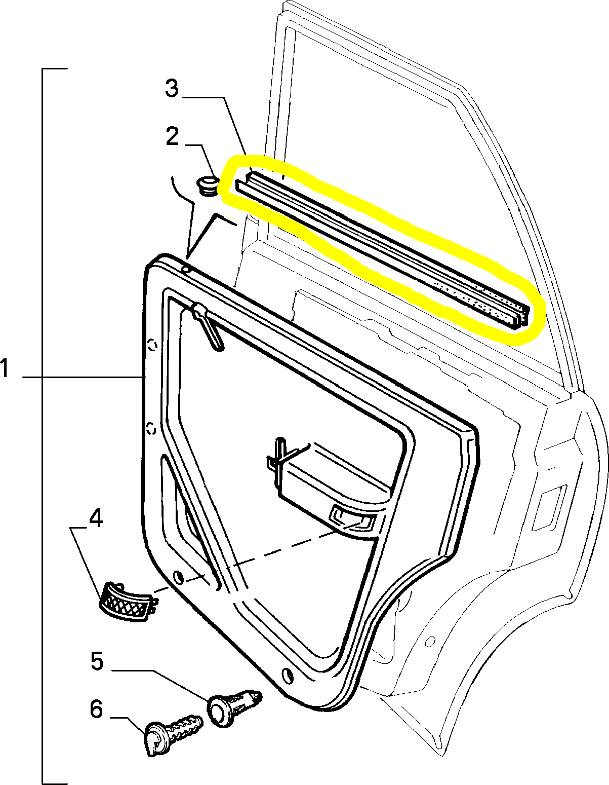 Lancia Dedra Rear Right Window Scraper Seal Gasket New Original 82473065