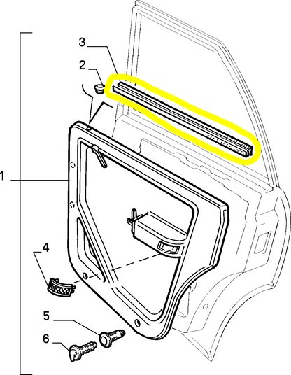 Lancia Dedra Rear Right Window Scraper Seal Gasket New Original 82473065