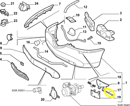 Lancia Thesis Perno tappo Paraurti Anteriore Nuovo Originale 60677828